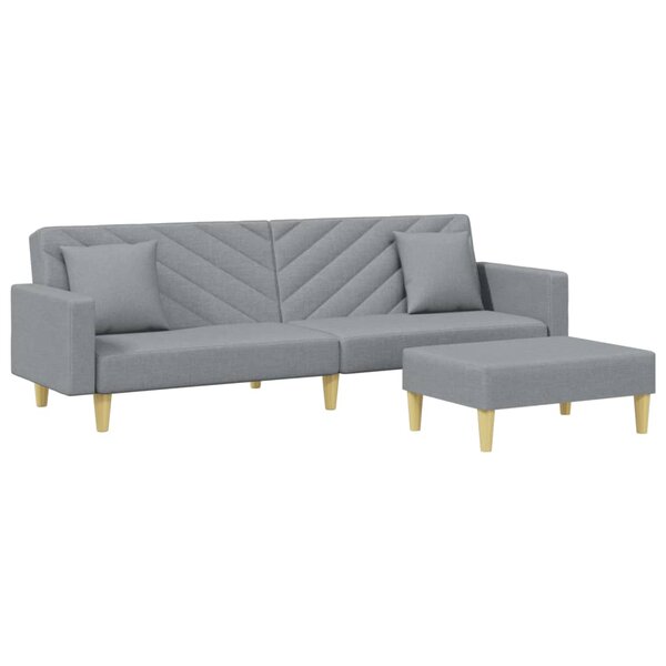 vidaXL Canapé-lit à 2 places avec oreillers et repose-pied gris clair