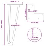 vidaXL Pieds en épingle à cheveux pour table basse 4 pièces Noir 30 cm Acier massif