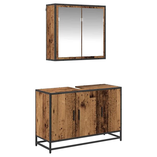 vidaXL Ensemble de mobilier de salle de bain 2 Pièces Bois Ancien
