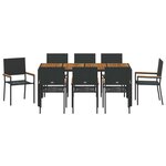 vidaXL Ensemble de dîner de jardin 9 Pièces Noir  Marron 190 x 90 x 75 cm