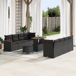 vidaXL Ensemble de canapé de jardin 11 pièces avec coussins Noir Rotin synthétique Acacia