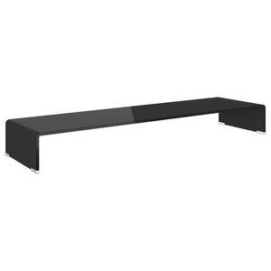 vidaXL Meuble TV/support pour moniteur 110x30x13 cm verre noir