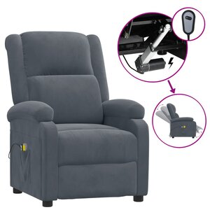 vidaXL Fauteuil électrique de massage Gris foncé velours