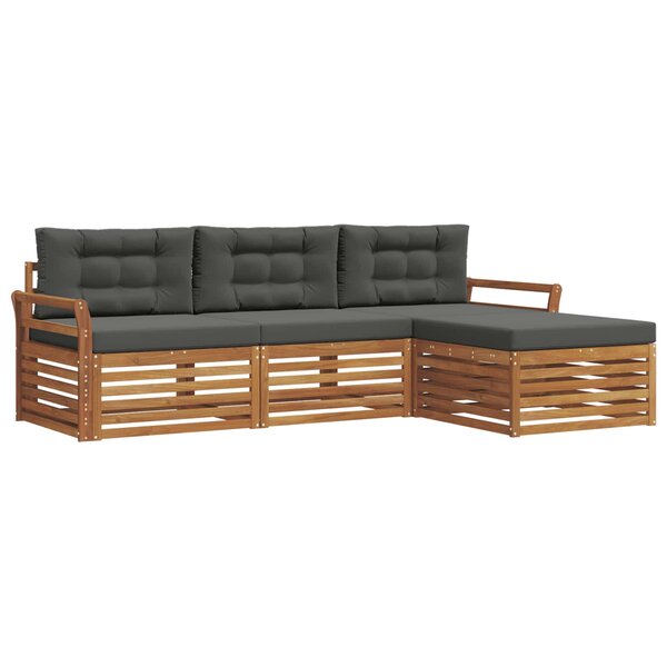 vidaXL Ensemble de canapés d'extérieur 4 pc Naturel et Anthracite