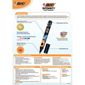 Marqueur permanent Intensity  pointe ogive  blanc x 12 BIC