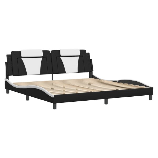 vidaXL Cadre de lit avec LED sans matelas noir et blanc 200x200 cm