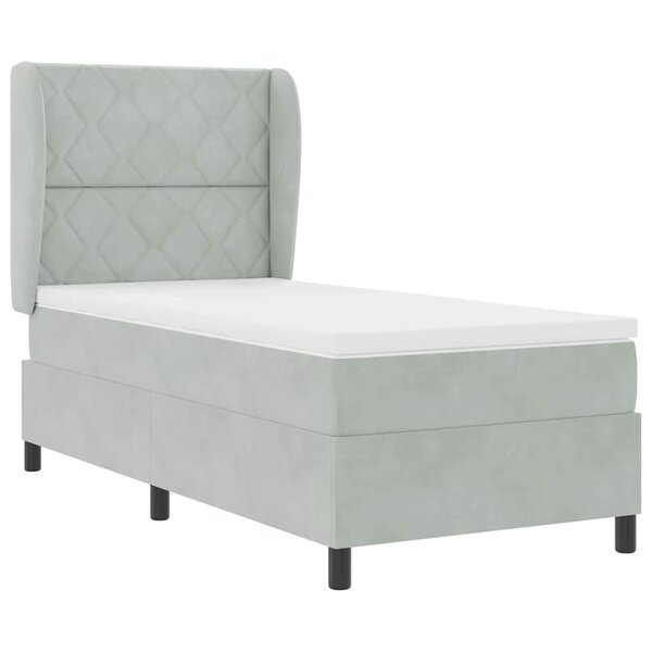 vidaXL Lit à ressorts avec matelas Gris clair 90 x 190 cm Velours
