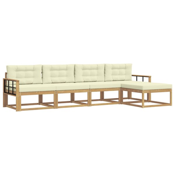 vidaXL Ensemble de canapés d'extérieur 4 pc Blanc et crème Polyester