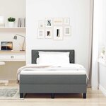 vidaXL Lit à ressorts avec coussin Gris foncé 120 x 200 cm tissu