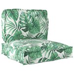 vidaXL Set de coussins de palette Floral 2 Pièces Motif Feuille Verte