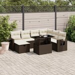 vidaXL Salon de jardin 8 Pièces avec coussins marron résine tressée