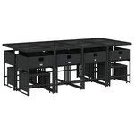 vidaXL Ensemble à manger de jardin 13 Pièces coussins noir résine tressée