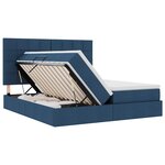 vidaXL Lit de rangement LED avec matelas Bleu 200 x 200 cm Tissu