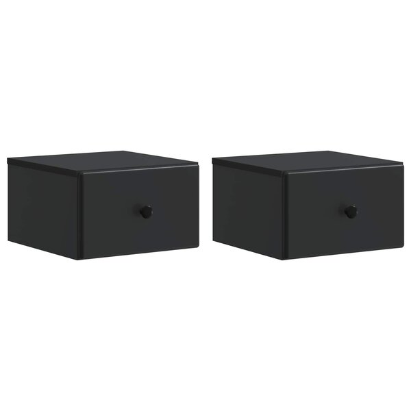 vidaXL Cabinet de chevet mural 2 pc Noir 34 5 x 33 x 20 cm