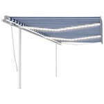 vidaXL Auvent automatique capteur de vent et LED 6x3 5 m Bleu et blanc