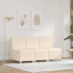vidaXL Unité de Sofa Modulaire Sans Accoudoirs 3 Pièces Crème