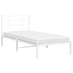 vidaXL Cadre de lit métal avec tête de lit blanc 90x200 cm