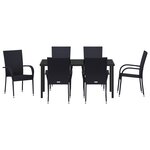 vidaXL Ensemble de salle à manger de jardin 7 pièces en rattan poly noir