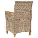 vidaXL Chaises de jardin coussins lot de 2 beige résine tressée bois