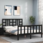 vidaXL Cadre de lit sans matelas noir 140x190 cm bois de pin massif