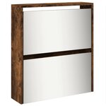 vidaXL Armoire à chaussures miroir 5 niveaux chêne fumé 63x17x169 5 cm