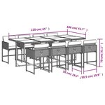 vidaXL Ensemble à manger de jardin 9Pièces coussins noir résine tressée