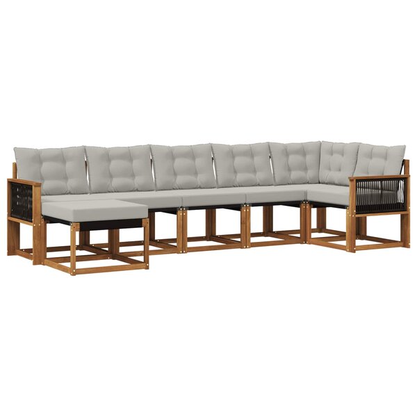 vidaXL Ensemble de canapés d'extérieur 7 pc Naturel et gris clair