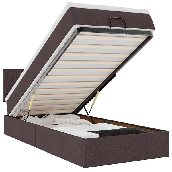 vidaXL Lit ottoman avec matelas marron foncé 100x200 cm tissu