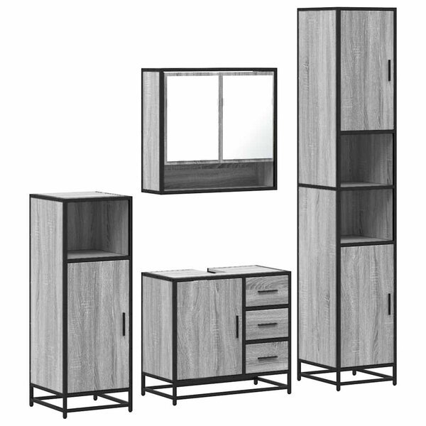 vidaXL Ensemble de meubles de salle de bain 4 Pièces sonoma gris