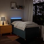 vidaXL Sommier à lattes de lit avec matelas Bleu 90x200 cm Tissu