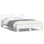 vidaXL Cadre de lit avec tête de lit et LED blanc 120x200 cm