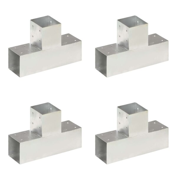 vidaXL Connecteurs de poteau 4 Pièces Forme en T Métal galvanisé 91x91 mm