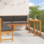Ensemble de jardin 4 pièces avec coussins en acacia