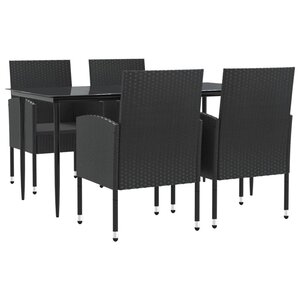 vidaXL Ensemble à manger de jardin 5 Pièces noir résine tressée et acier