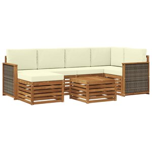 vidaXL Ensemble de canapés d'extérieur 6 pc Naturel et Crème