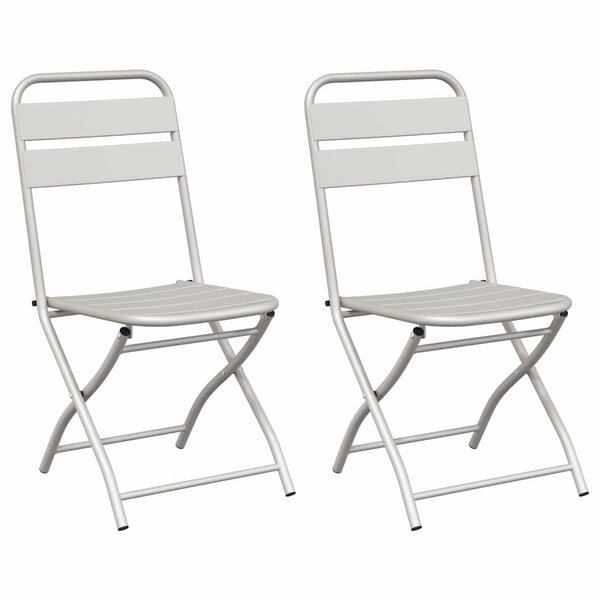 vidaXL Chaise de jardin pliante 2 pc Beige Acier enduit de poudre