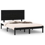 vidaXL Cadre de lit Noir Bois de pin massif 140x190 cm