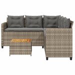 vidaXL Canapé de jardin avec table et coussins en forme de L gris