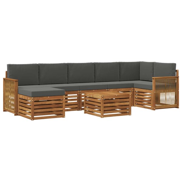 vidaXL Ensemble de canapés d'extérieur 7 Pièces Naturel et Anthracite