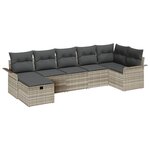 vidaXL Ensemble de canapé de jardin 7 pièces avec coussins gris clair en poly rotin