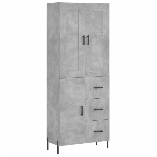vidaXL Buffet haut Gris béton 69 5x34x180 cm Bois d'ingénierie