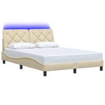 vidaXL Cadre de lit avec LED sans matelas crème 140x190 cm tissu