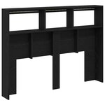 vidaXL Armoire tête de lit avec LED chêne noir 140x17x102 cm