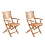Lot de 2 fauteuils pliantes de jardin en eucalyptus FSC - 57,5x56x90cm