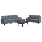 vidaXL Ensemble de canapés 3 Pièces avec coussins Gris foncé Velours