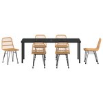 vidaXL Ensemble de dinette de jardin 7 pièces brun poly rotin