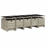 vidaXL Ensemble à manger de jardin et coussins 15 Pièces gris clair rotin