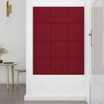 vidaXL Panneaux muraux 12 Pièces Rouge bordeaux 30x30 cm Velours 1 08 m²