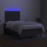 vidaXL Sommier à lattes de lit matelas LED gris foncé 120x190 cm tissu
