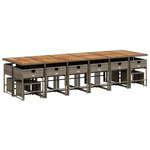 vidaXL Ensemble à manger de jardin 17 Pièces et coussins résine tressée